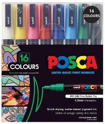 Posca PC-3M Fine Assorted Set 16 - Click Image to Close